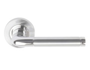 Excel Colima Aluminium Door Handle On Round Rose, Satin Chrome & Polished Chrome Dual Finish - 3842 (sold in pairs)