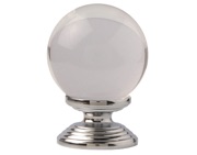 Excel Clear Round Glass Cupboard Knobs (25mm Or 435mm), Polished Chrome  - 3851