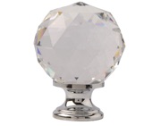 Excel Clear Facetted Glass Cupboard Knobs (30mm), Polished Chrome  - 3856