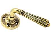 From The Anvil Hinton Door Handles On Round Rose, Aged Brass - 45309 (sold in pairs)