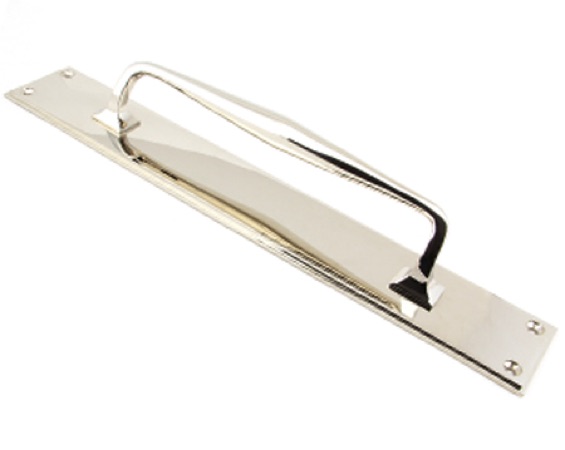 From The Anvil Art Deco Pull Handle On Backplate (300mm OR 425mm), Polished Nickel - 45381