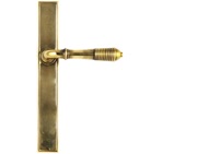 From The Anvil Reeded Slimline Lever Latch Set, Sprung Door Handles, Aged Brass - 45419 (sold in pairs)