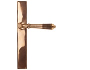 From The Anvil Reeded Slimline Lever Latch Set, Sprung Door Handles, Polished Bronze - 45428 (sold in pairs)