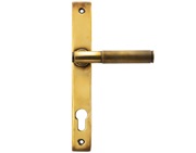 From The Anvil Brompton Knurled Slimline Espagnolette Door Handles (92mm C/C), Aged Brass - 45499 (sold in pairs)