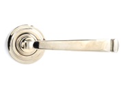 From The Anvil Avon Door Handles On Round Rose, Polished Nickel With Art Deco Rose - 45620 (sold in pairs)