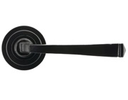 From The Anvil Avon Door Handles On Round Rose, Black With Art Deco Rose - 45624 (sold in pairs)