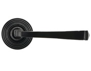 From The Anvil Avon Door Handles On Round Rose, Black With Beehive Rose - 45625 (sold in pairs)