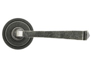 From The Anvil Avon Door Handles On Round Rose, Pewter With Art Deco Rose - 45632 (sold in pairs)