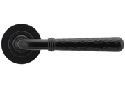 From The Anvil Hammered Newbury Door Handles On Round Rose, Black With Plain Rose - 45647 (sold in pairs) 