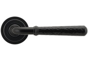 From The Anvil Hammered Newbury Door Handles On Round Rose, Black With Art Deco Rose - 45648 (sold in pairs)