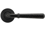 From The Anvil Hammered Newbury Door Handles On Round Rose, Black With Beehive Rose - 45649 (sold in pairs)