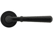 From The Anvil Hammered Newbury Door Handles On Round Rose, Matt Black With Plain Rose - 45651 (sold in pairs)
