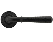 From The Anvil Hammered Newbury Door Handles On Round Rose, Matt Black With Beehive Rose - 45653 (sold in pairs)