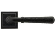 From The Anvil Hammered Newbury Door Handles On Square Rose, Matt Black - 45654 (sold in pairs)