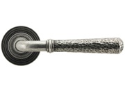 From The Anvil Hammered Newbury Door Handles On Round Rose, Pewter With Beehive Rose - 45657 (sold in pairs)