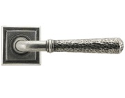 From The Anvil Hammered Newbury Door Handles On Square Rose, Pewter - 45658 (sold in pairs)