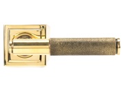 From The Anvil Brompton Knurled Door Handles On Square Rose, Aged Brass - 45662 (sold in pairs)