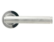 From The Anvil Brompton Knurled Door Handles On Round Rose, Polished Chrome With Plain Rose - 45663 (sold in pairs)