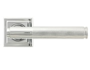 From The Anvil Brompton Knurled Door Handles On Square Rose, Polished Chrome - 45666 (sold in pairs)