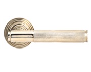 From The Anvil Brompton Knurled Door Handles On Round Rose, Polished Nickel With Beehive Rose - 45669 (sold in pairs)