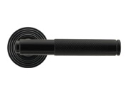 From The Anvil Brompton Knurled Door Handles On Round Rose, Black With Beehive Rose - 45673 (sold in pairs)