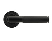 From The Anvil Brompton Knurled Door Handles On Round Rose, Matt Black With Beehive Rose - 45677 (sold in pairs)