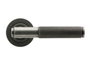 From The Anvil Brompton Knurled Door Handles On Round Rose, Pewter With Plain Rose - 45679 (sold in pairs)
