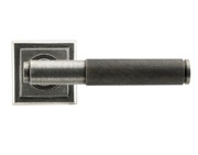 From The Anvil Brompton Knurled Door Handles On Square Rose, Pewter- 45682 (sold in pairs)