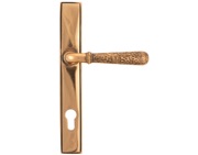 From The Anvil Hammered Newbury Slimline Espagnolette Door Handles (92mm C/C), Polished Bronze - 45774 (sold in pairs)
