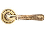 From The Anvil Hammered Newbury Door Handles On Art Deco Rose, Aged Brass - 46070 (sold in pairs)