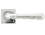 From The Anvil Hammered Newbury Door Handles On Square Rose, Polished Chrome - 46076 (sold in pairs)