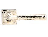 From The Anvil Hammered Newbury Door Handles On Square Rose, Polished Nickel - 46080 (sold in pairs)