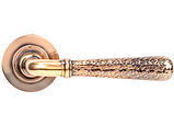 From The Anvil Hammered Newbury Door Handles On Plain Rose, Polished Bronze - 46085 (sold in pairs)