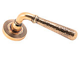 From The Anvil Hammered Newbury Door Handles On Beehive Rose, Polished Bronze - 46087 (sold in pairs)