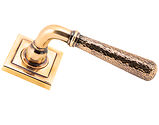 From The Anvil Hammered Newbury Door Handles On Square Rose, Aged Brass - 46088 (sold in pairs)