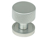 From The Anvil Brompton Cabinet Knob On Rose (25mm, 32mm Or 38mm), Satin Chrome - 46876