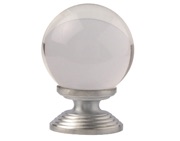 Excel Clear Round Glass Cupboard Knobs (35mm), Satin Chrome - 4851