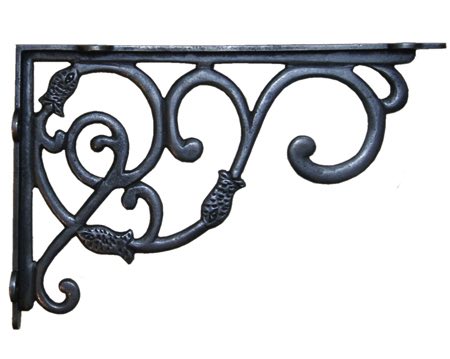 Cottingham Dutch Shelf / Wall Hanging Bracket (230mm), Antique Cast Iron - 49.070C.AI.340