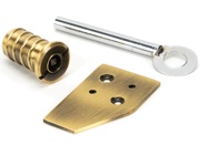From The Anvil Keyed Flush Sash Stop, Aged Brass - 49917