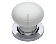 Heritage Brass White Porcelain Mortice Door Knobs, Polished Chrome Rose - 5010-PC (sold in pairs)