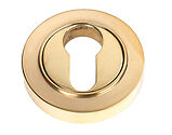 From The Anvil Euro Profile Plain Round Escutcheon, Polished Brass - 50592