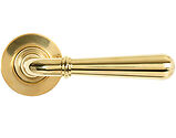 From The Anvil Newbury Door Handles On Plain Rose, Polished Brass - 50618 (sold in pairs)