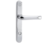 Mila Supa Secure Lever/Lever Door Handles, 240mm Backplate - 92mm C/C Euro Lock, Polished Stainless Steel - 570241 (sold in pairs)