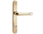 Mila Supa Secure Lever/Lever Door Handles, 240mm Backplate - 92mm C/C Euro Lock, Polished Gold - 570244 (sold in pairs)