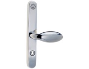 Mila Supa Secure Lever/Pad Door Handles, 240mm Backplate - 92mm/62mm C/C Euro Lock, Polished Stainless Steel - 570251 (sold in pairs)