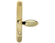 Mila Supa Secure Lever/Pad Door Handles, 240mm Backplate - 92mm/62mm C/C Euro Lock, Polished Gold - 570254 (sold in pairs)