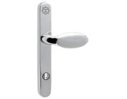 Mila Supa Secure Lever/Pad Door Handles, 240mm Backplate - 92mm C/C Euro Lock, Polished Stainless Steel - 570281 (sold in pairs)
