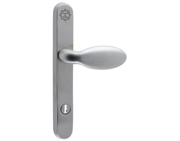 Mila Supa Secure Lever/Pad Door Handles, 240mm Backplate - 92mm C/C Euro Lock, Brushed Stainless Steel - 570282 (sold in pairs)