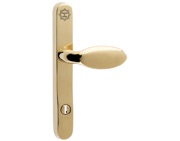 Mila Supa Secure Lever/Pad Door Handles, 240mm Backplate - 92mm C/C Euro Lock, Polished Gold - 570284 (sold in pairs)