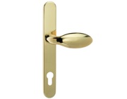 Mila Supa Standard Lever/Pad Door Handles, 240mm Backplate - 92mm C/C Euro Lock, Polished Gold - 570514 (sold in pairs)